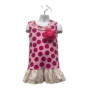 NWOT Giggle Moon Pink/Hot Pink Polka Dot Top Sz 8